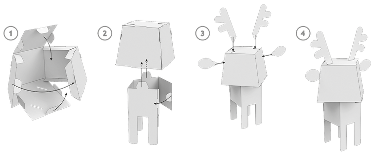 Renifer. Kolorowanka 3D. Mini Cubehead Christmas