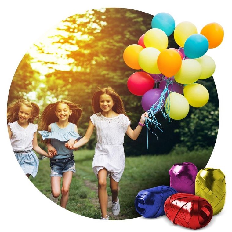 Ricokids, butla z helem, z balonami i wstążką, na 30 balonów