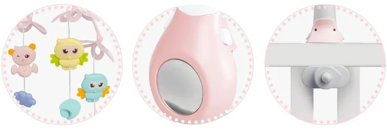 Ricokids, karuzela do łóżeczka, z projektorem na pilota, różowa