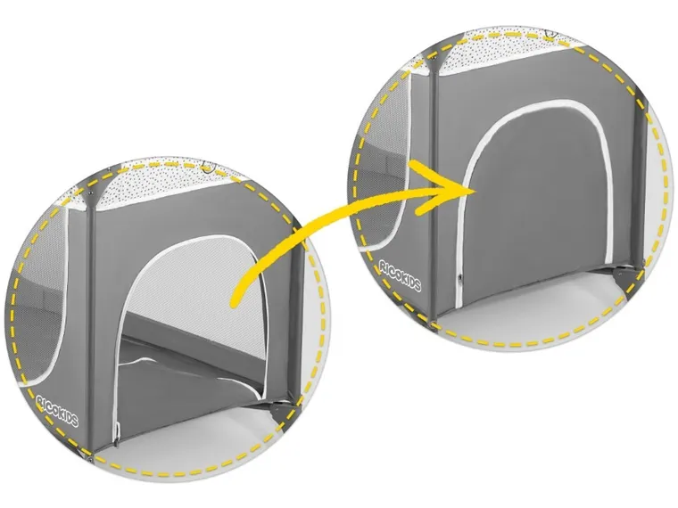 Ricokids, łóżeczko turystyczne z materacem i torbą, jasnoszare