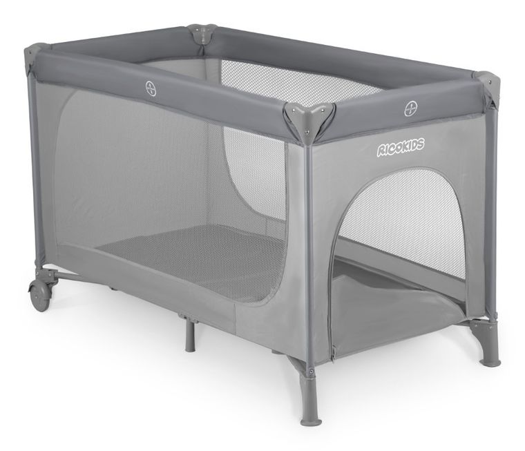 Ricokids, łóżeczko turystyczne, z materacem i torbą, jasnoszare