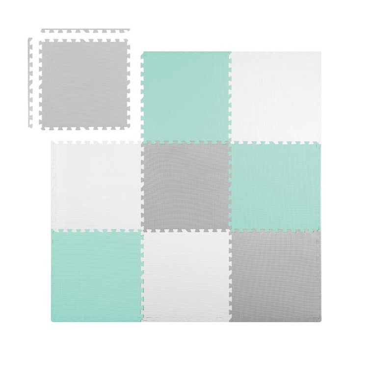 Ricokids, mata piankowa, szaro-turkusowa, 180-180 cm, 9 szt.