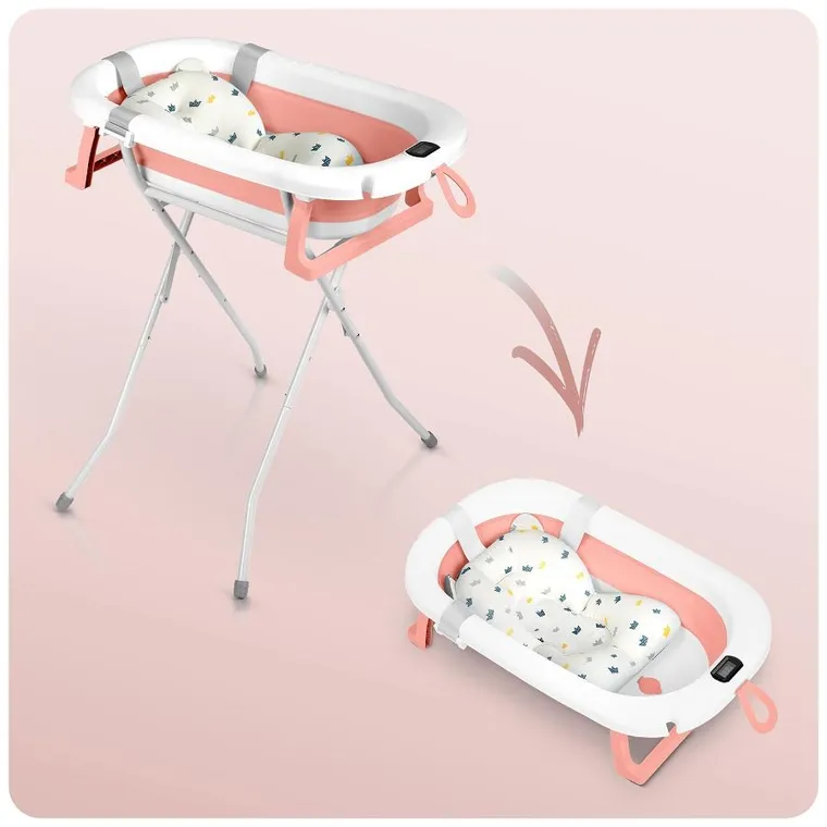 Ricokids, RK-287, wanienka składana ze stelażem, termometrem i wkładką, biało-różowa