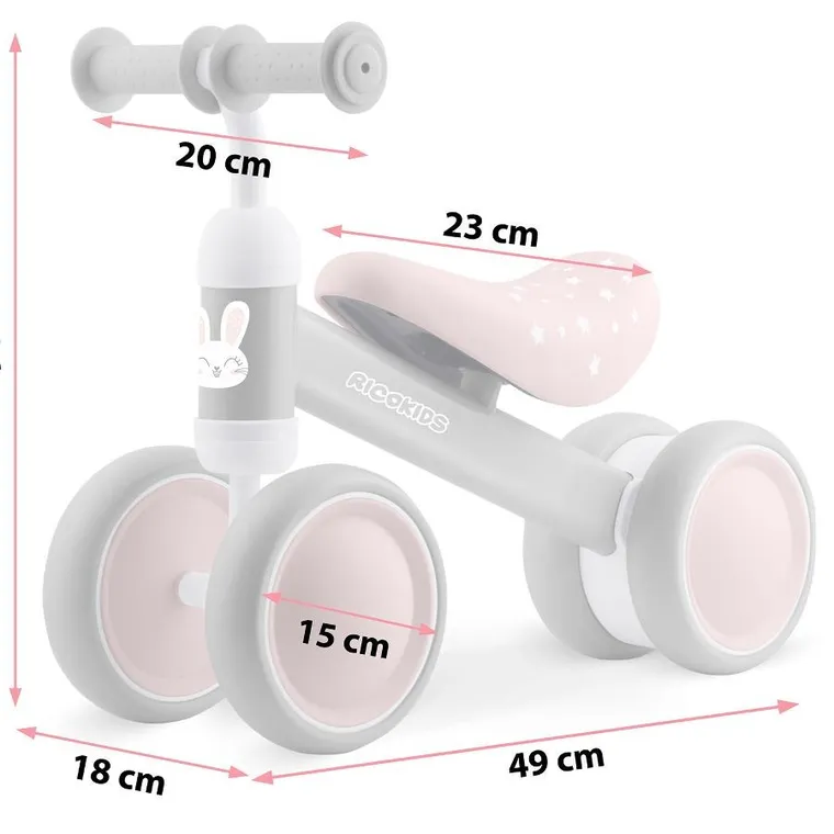 Ricokids, rowerek biegowy dla dzieci, trójkołowy, szary