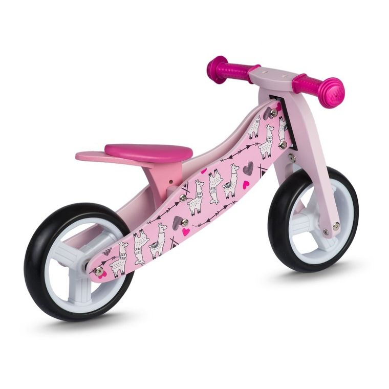 Ricokids, rowerek biegowy, trójkołowy, drewniany, różowy