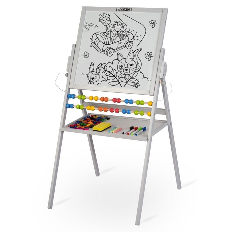 Ricokids, tablica magnetyczna, drewniana, 101-57-55 cm, szara