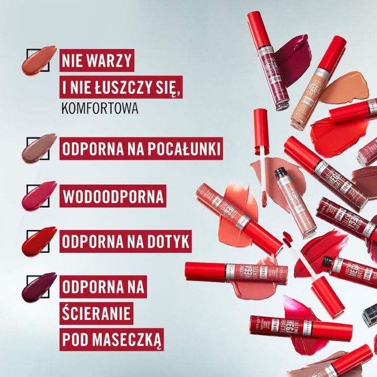 Rimmel, Lasting Mega Matte, długotrwała matowa pomadka w płynie do ust, nr 910, Fuchsia Flush, 7.4 ml