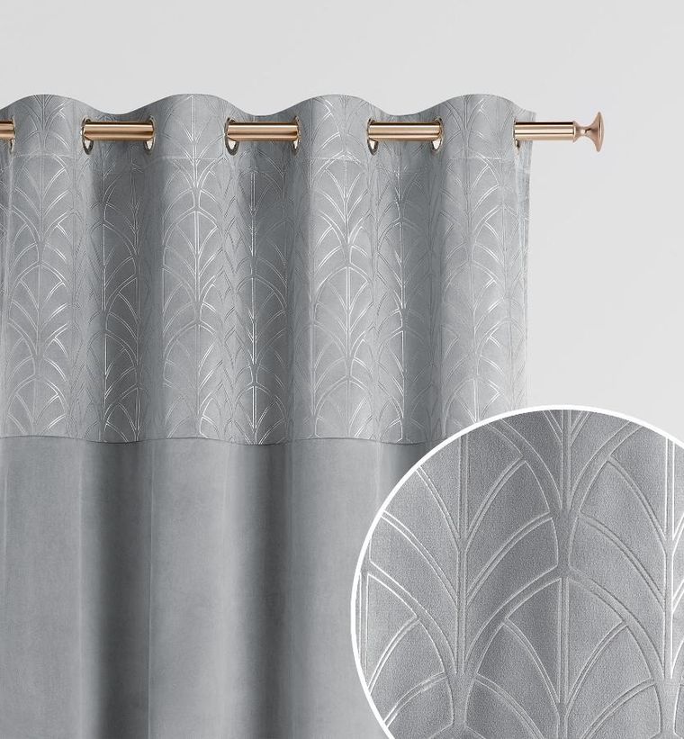 Room99, Bliss, zasłona welurowa na srebrnych przelotkach, jasnoszara, 140-250 cm