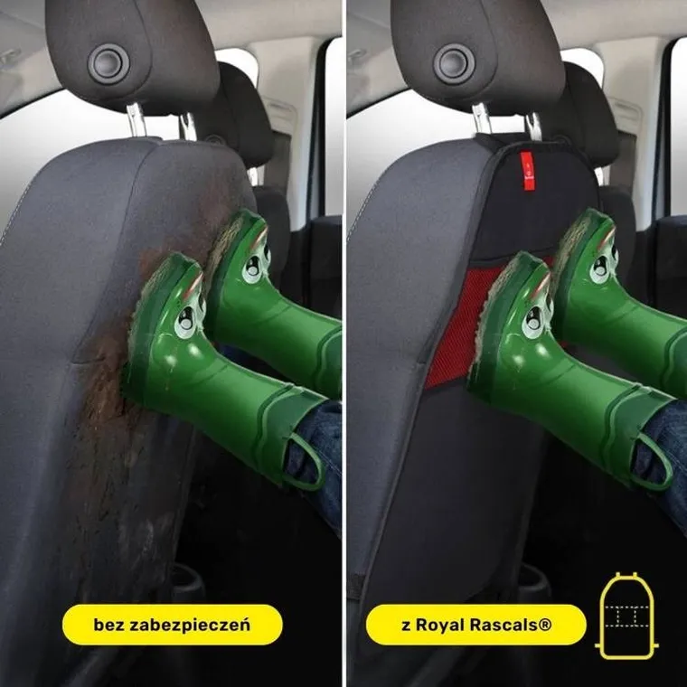 Royal Rascals, mata ochronna do samochodu z organizerem, czarna, 2 szt.