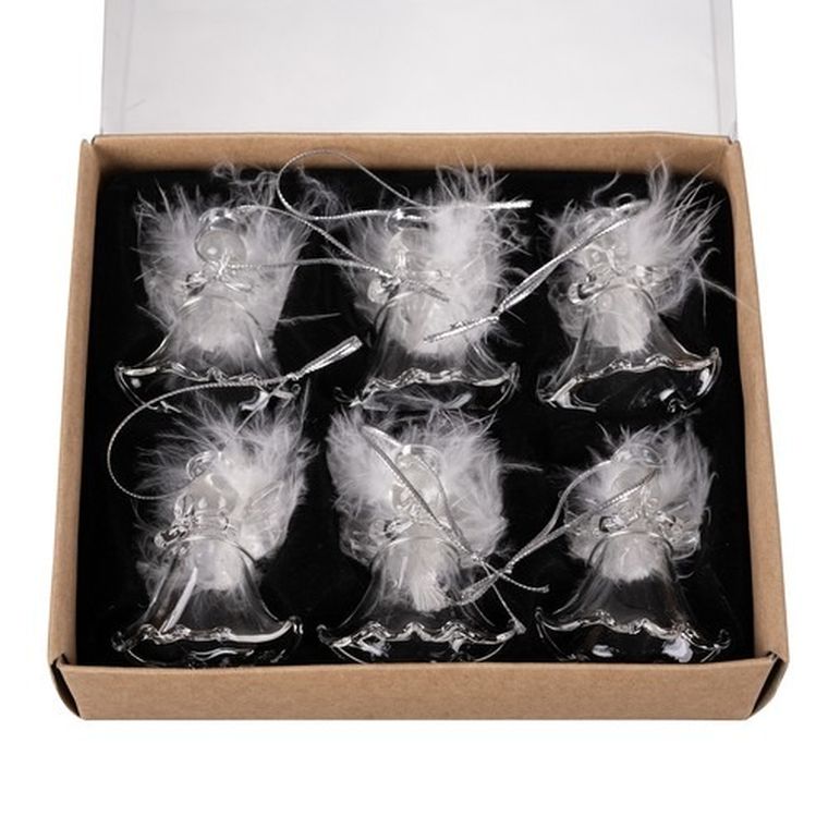 Ruhhy, bombki przezroczyste, aniołki, 6 szt.