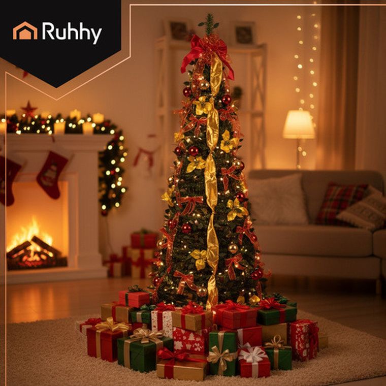 Ruhhy, choinka składana z ozdobami, 1,8m