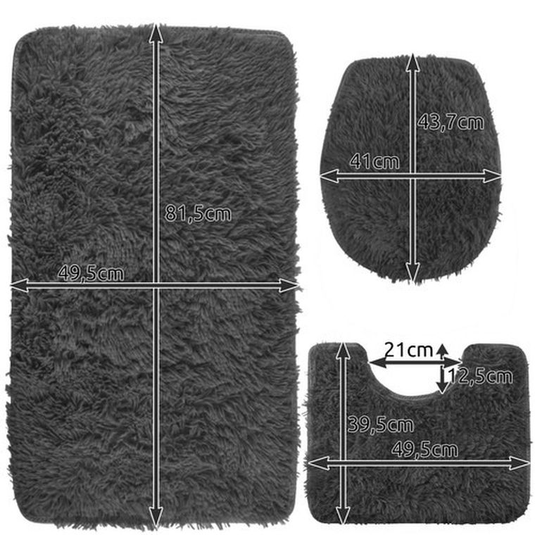 Ruhhy, dywanik łazienkowy, zestaw, szary
