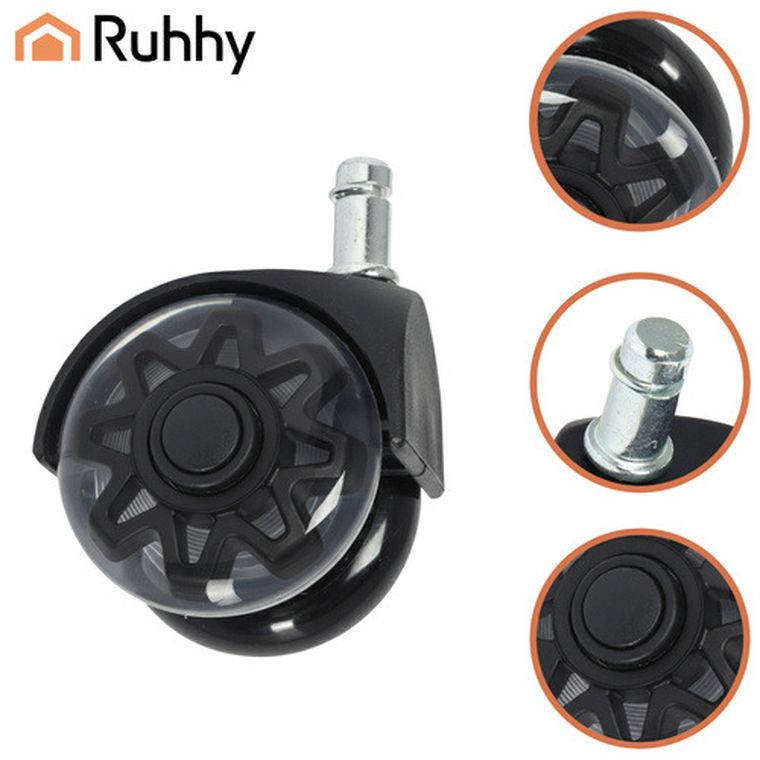 Ruhhy, kółka do fotela obrotowego, czarne, 5 szt.