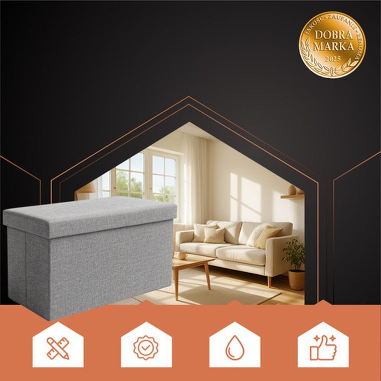 Ruhhy, pufa materiałowa, szara, 76-38-38 cm