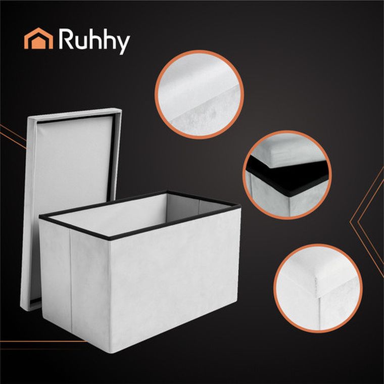 Ruhhy, pufa welurowa, szara, 60-30-30 cm