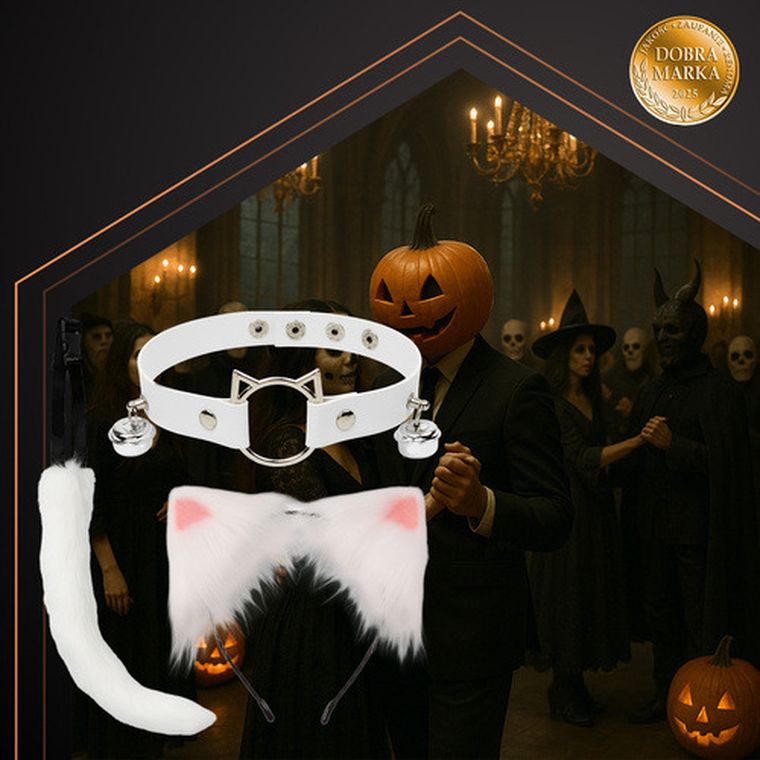 Ruhhy, strój kota, biały, 3 elementy