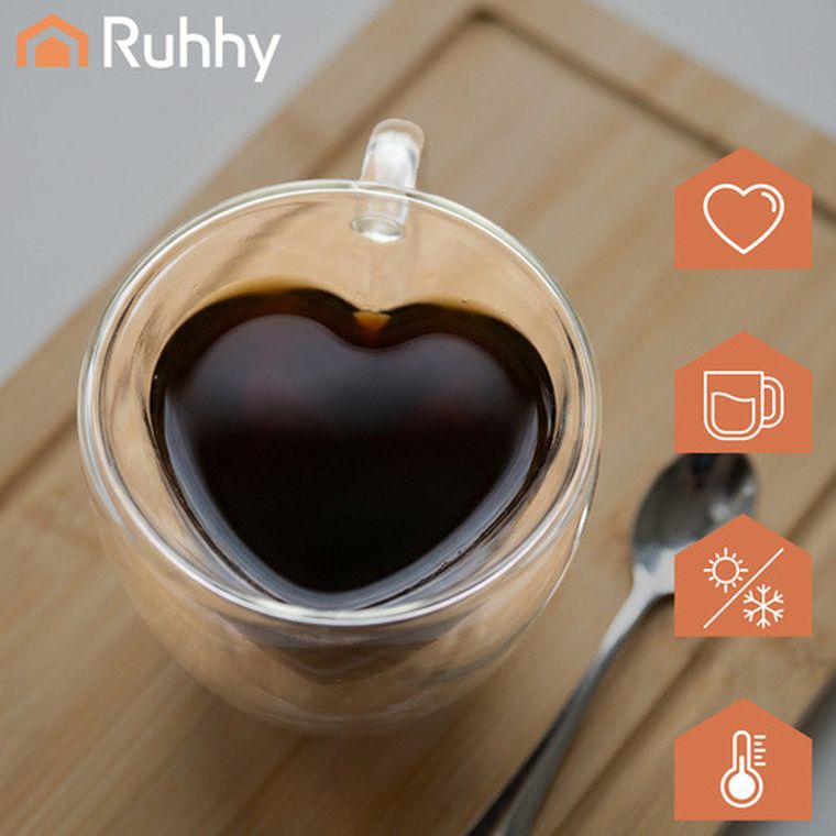 Ruhhy, szklanka termiczna, serce, 240 ml, 26906