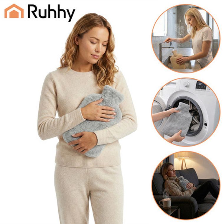 Ruhhy, termofor gumowy w pokrowcu, 1800 ml