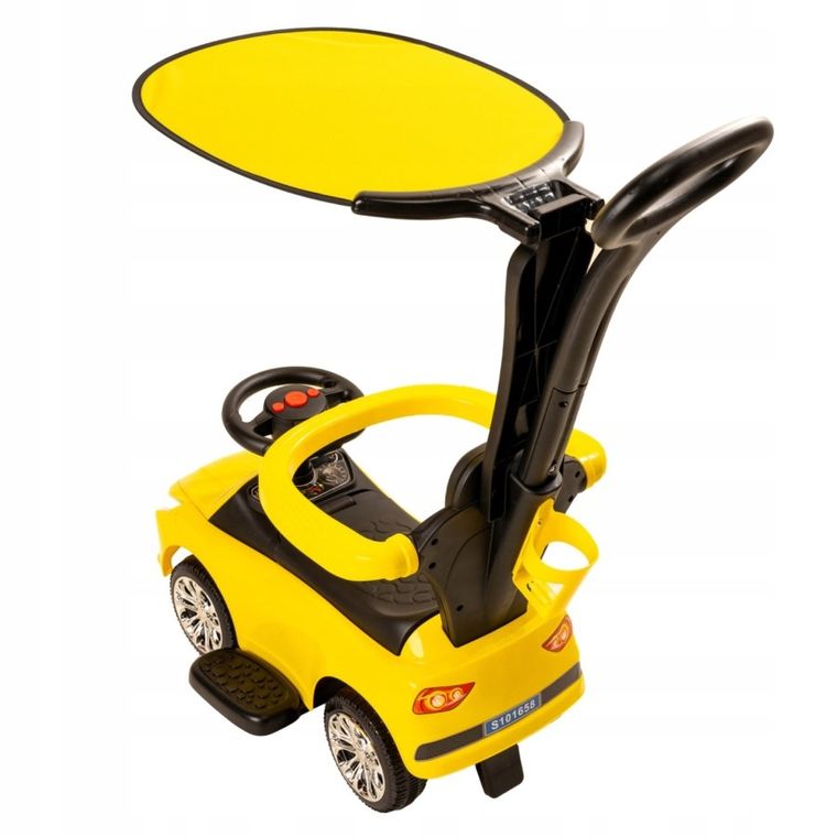 Sabi Toys, odpychacz z daszkiem, jeździk, żółty