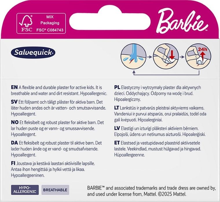 Salvequick, Barbie, plastry dla dzieci, 14 szt.