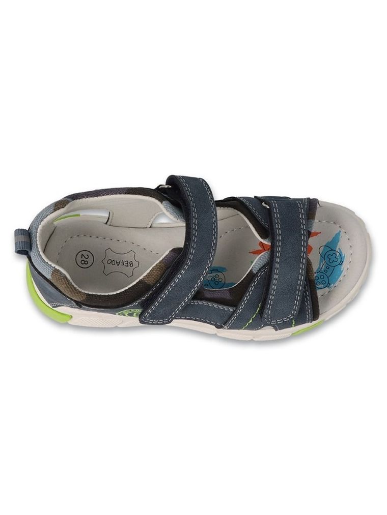 Sandały chłopięce, granatowe, skórzana wkładka, Befado