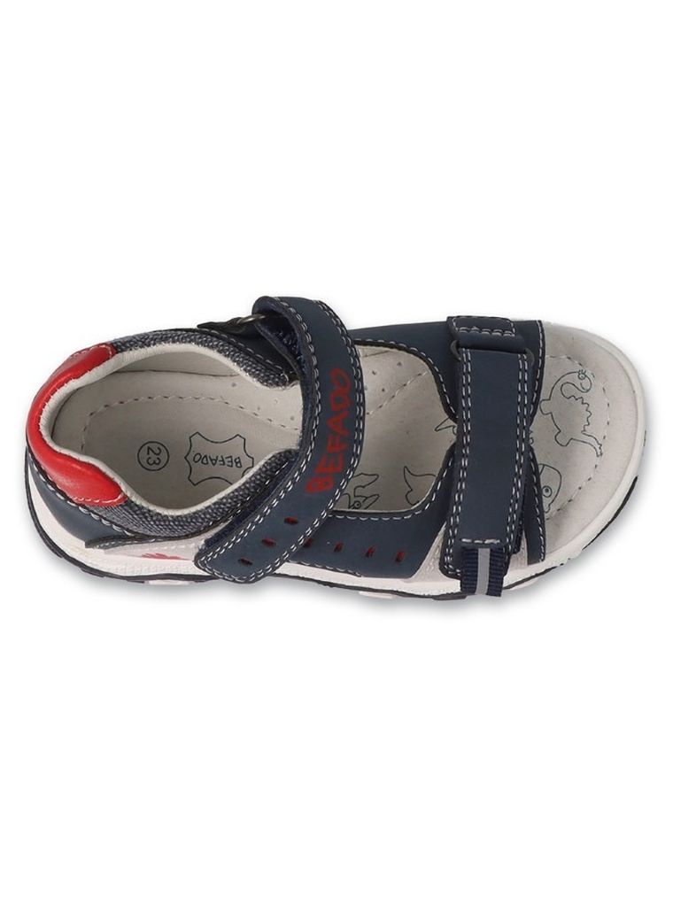Sandały chłopięce, granatowe, skórzana wkładka, Befado