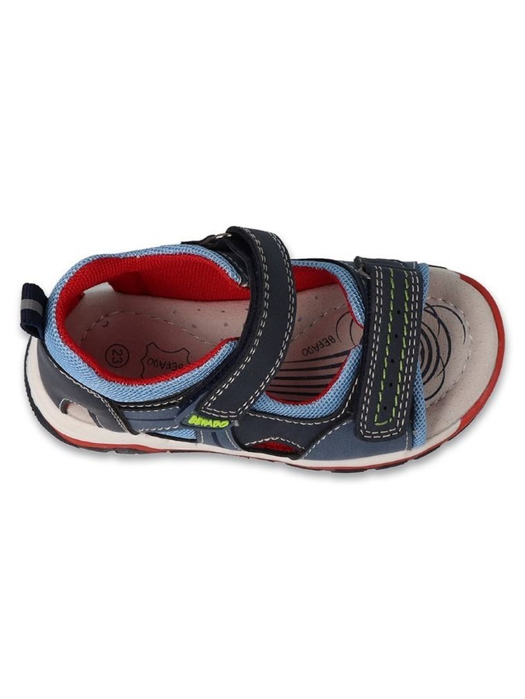 Sandały chłopięce, niebieskie, skórzana wkładka, Befado