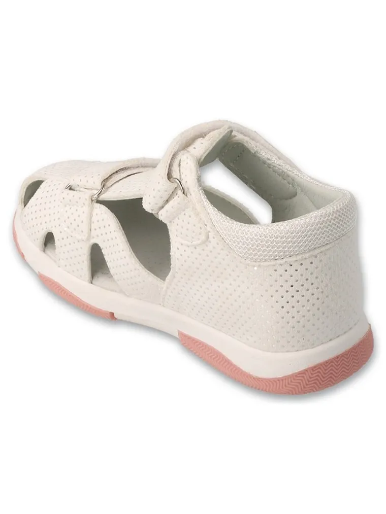 Sandały dziewczęce, ecru, skórzana wkładka, Befado