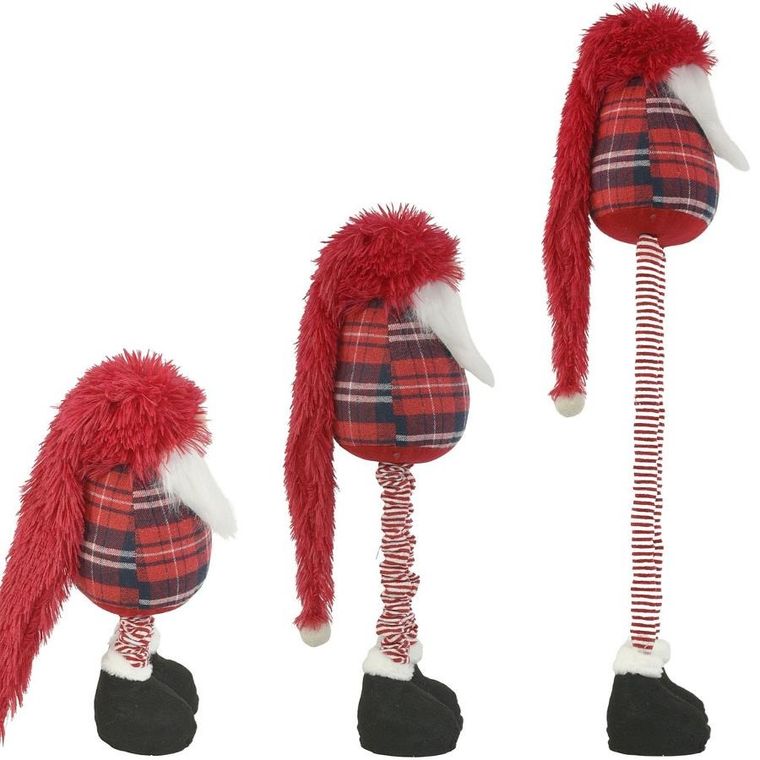 Saska Christmas, skrzat, gnom dekoracyjny na teleskopach, czerwony, 38-88 cm