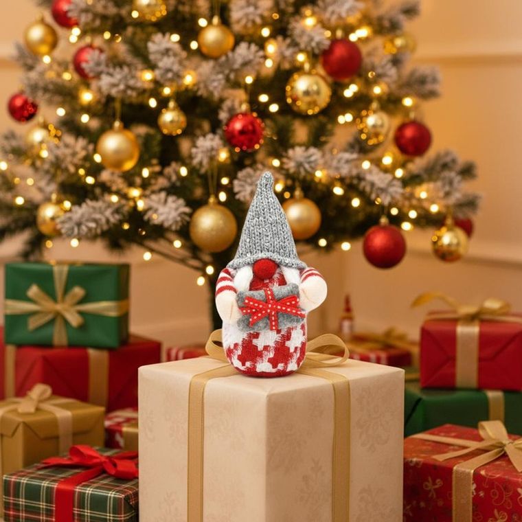 Saska Christmas, skrzat, gnom dekoracyjny, szary, 15 cm