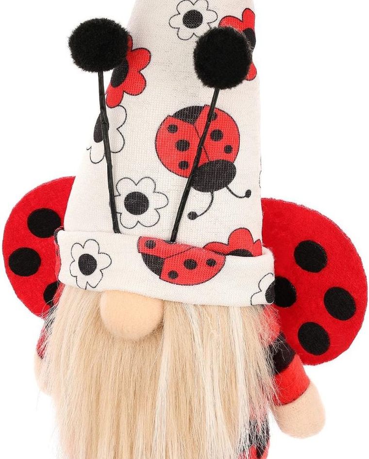 Saska Garden, dekoracja wiosenna, skrzat gnom, biedronka, 24 cm