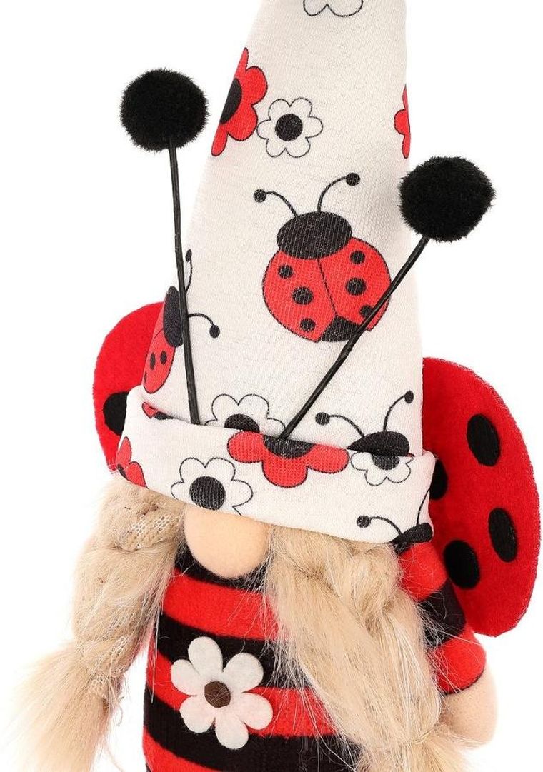 Saska Garden, dekoracja wiosenna, skrzat gnom, biedronka, 24 cm