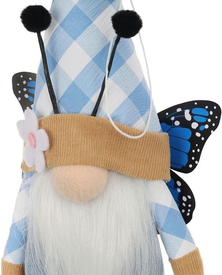 Saska Garden, dekoracja wiosenna, skrzat gnom, motyl, niebieski, 25 cm