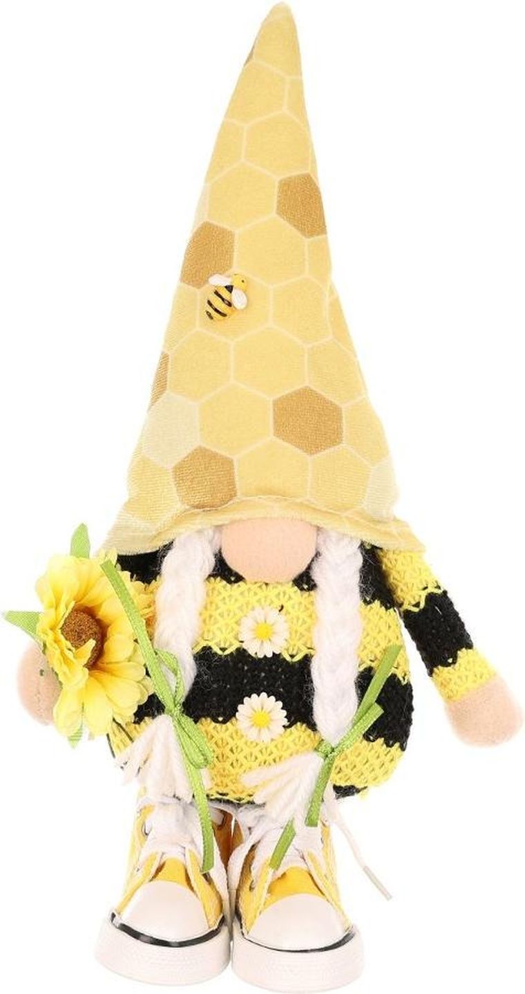 Saska Garden, dekoracja wiosenna, skrzat gnom, pszczółka w trampkach, 25 cm