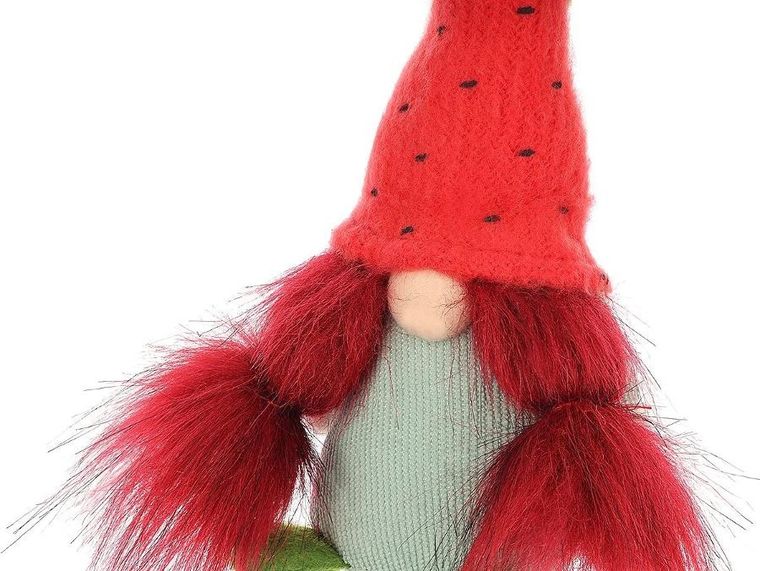 Saska Garden, dekoracja wiosenna, skrzat gnom, truskawka, 20 cm
