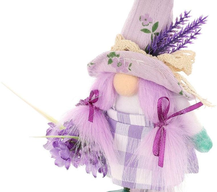 Saska Garden, dekoracja wiosenna, skrzat gnom, z lawendą, 25 cm