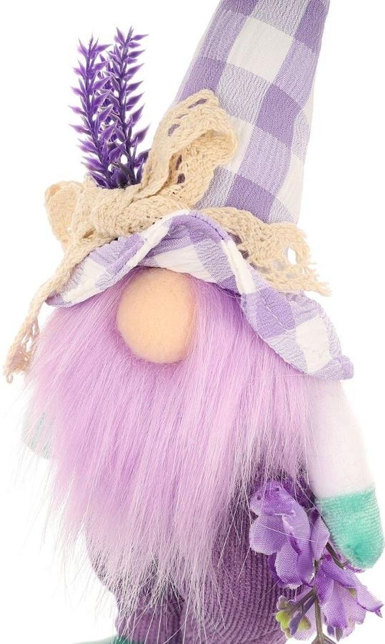 Saska Garden, dekoracja wiosenna, skrzat gnom, z lawendą, 25 cm