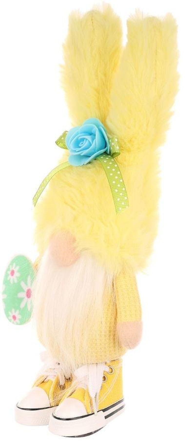Saska Garden, dekoracja wiosenna, skrzat gnom, zajączek w trampkach, żółty, 25 cm