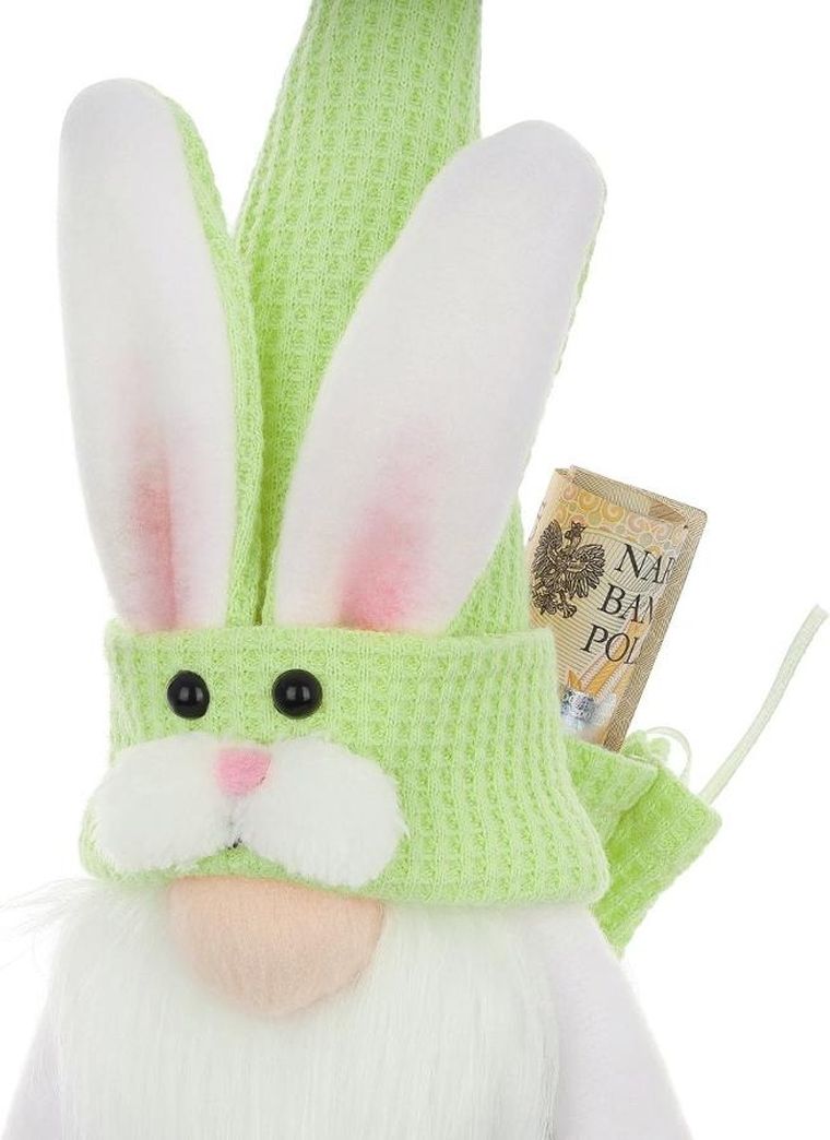 Saska Garden, dekoracja wiosenna, skrzat zajączek, z workiem na prezent, zielony, 20 cm