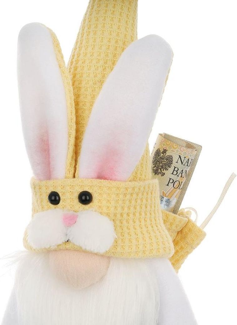 Saska Garden, dekoracja wiosenna, skrzat zajączek, z workiem na prezent, żółty, 20 cm