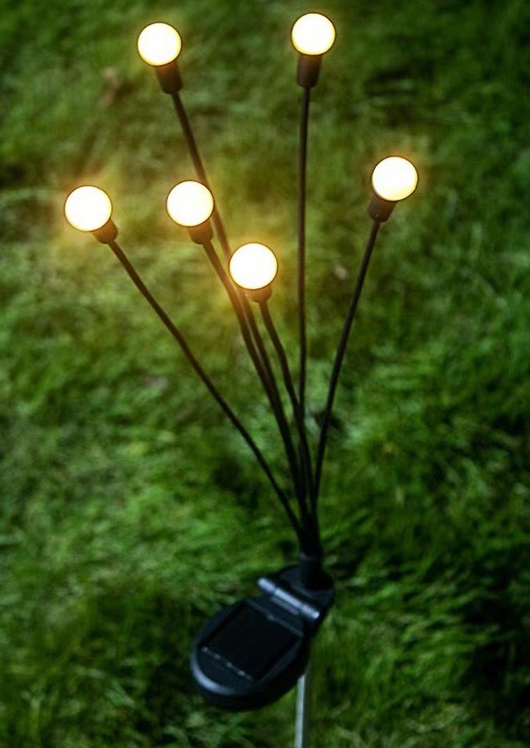 Saska Garden, lampa solarna, tańczące na wietrze kuleczki, białe, 6 LED, 72 cm