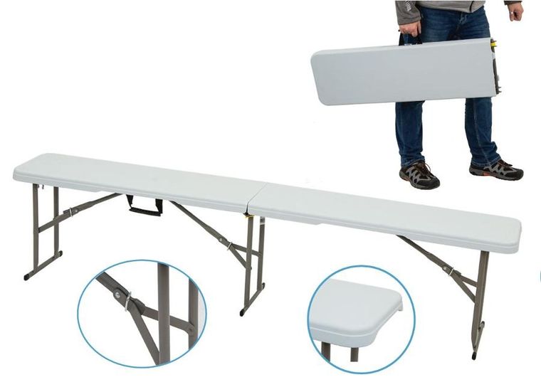 Saska Garden, ławka cateringowa składana, biała, 183-28-43 cm