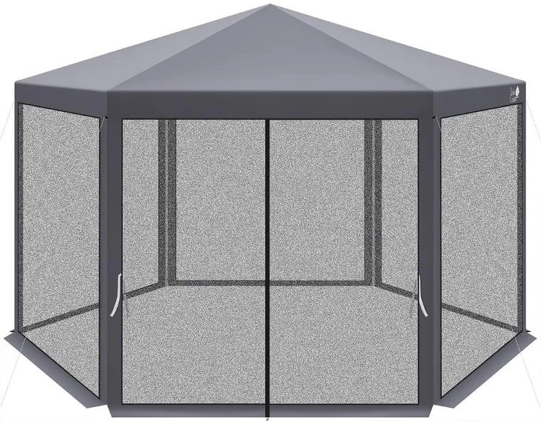 Saska garden, pawilon ogrodowy sześciokątny z moskitierą, szary, 2-2-2-25 m