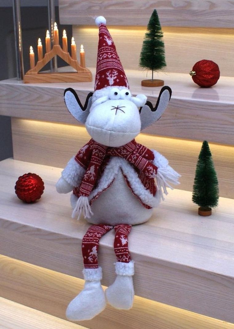 Saska Garden, renifer dekoracyjny, biały, 35+20 cm