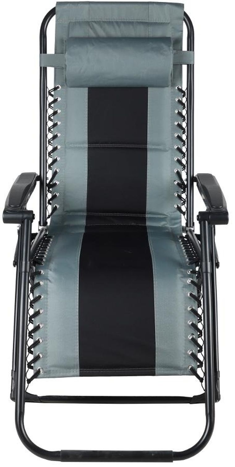 Saska Garden, składany leżak ogrodowy, czarno-szary, 162-52/65-110 cm