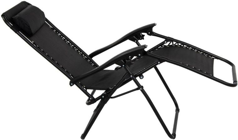 Saska Garden, składany leżak ogrodowy, czarny, 175-52/65-107 cm