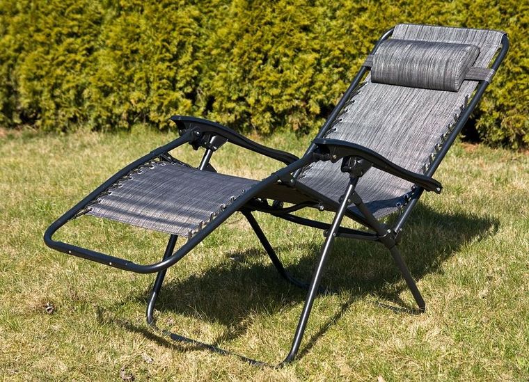 Saska Garden, składany leżak ogrodowy, szary, 175-52/65-107 cm