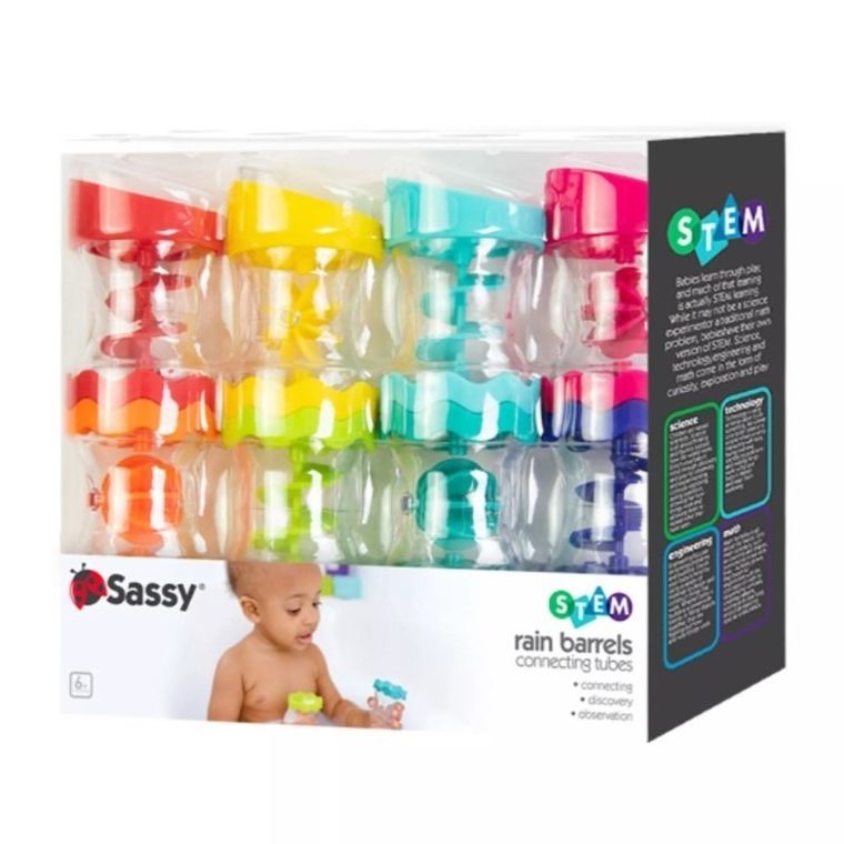 Sassy, kubeczki do kąpieli, zestaw zabawek do wody, 8 elementów