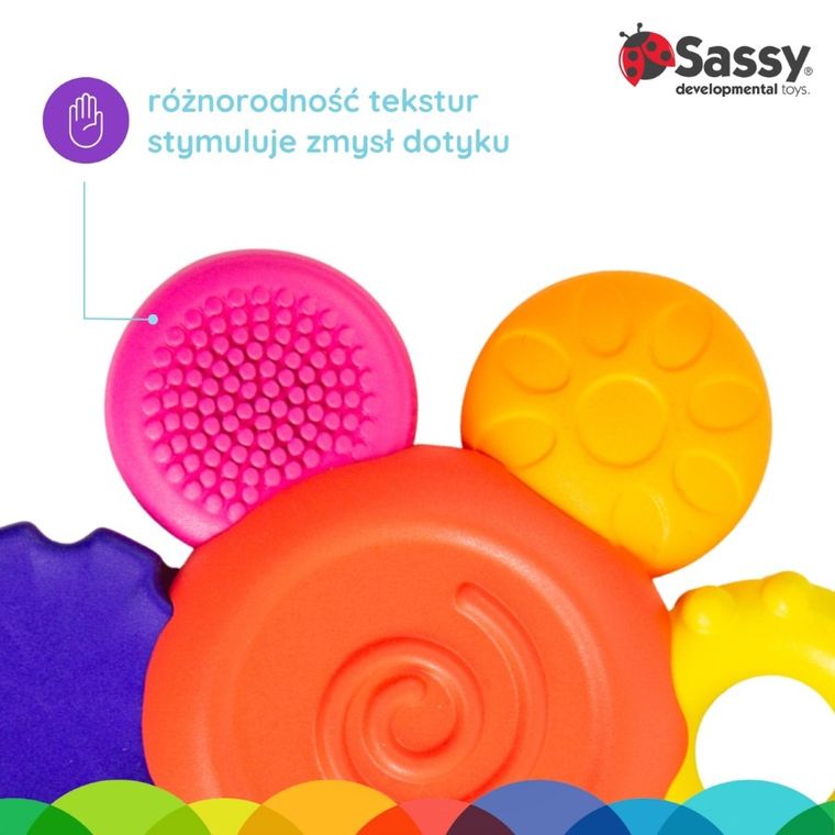 Sassy, Kwiatek, gryzak silikonowy, 3m+