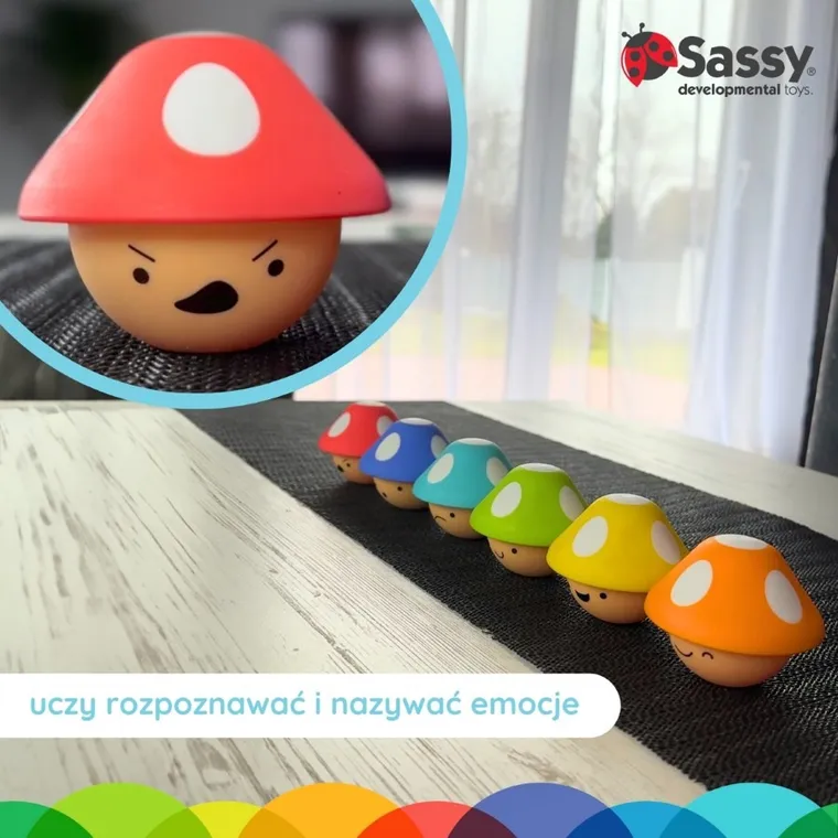 Sassy, Psotne grzybki, sorter dla dzieci, zabawka edukacyjna, 12m+